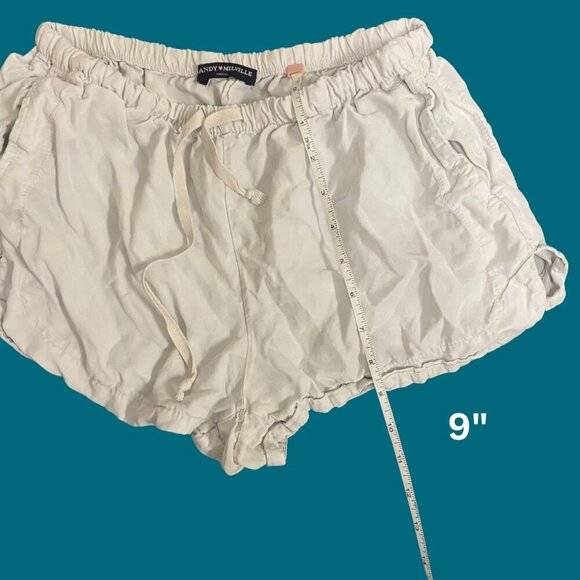 Brandy Melville Cream Drawstring Cotton Blend Shorts (OS) - Picture 4 of 7